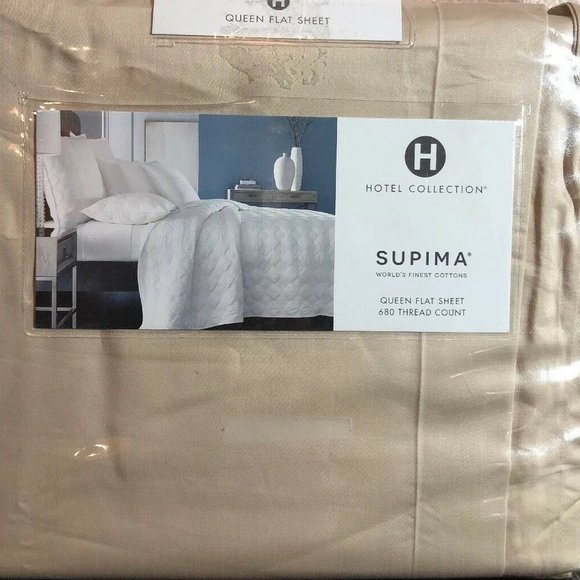 HOTEL COLLECTION QUEEN FLAT SHEET 680TC SAND - Picture 1 of 3